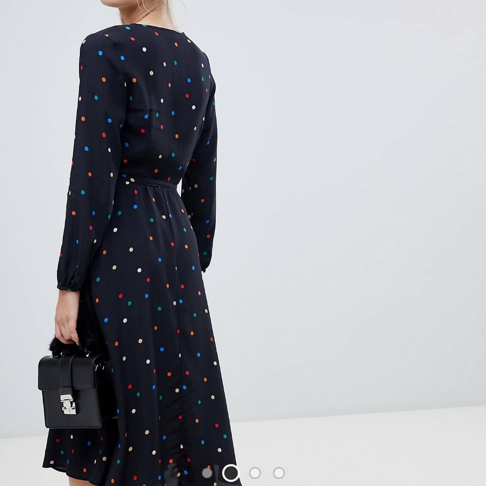 ♥️SOLD♥️ASOS Multicolored Polkadot Wrap Dress - Picture 2 of 3